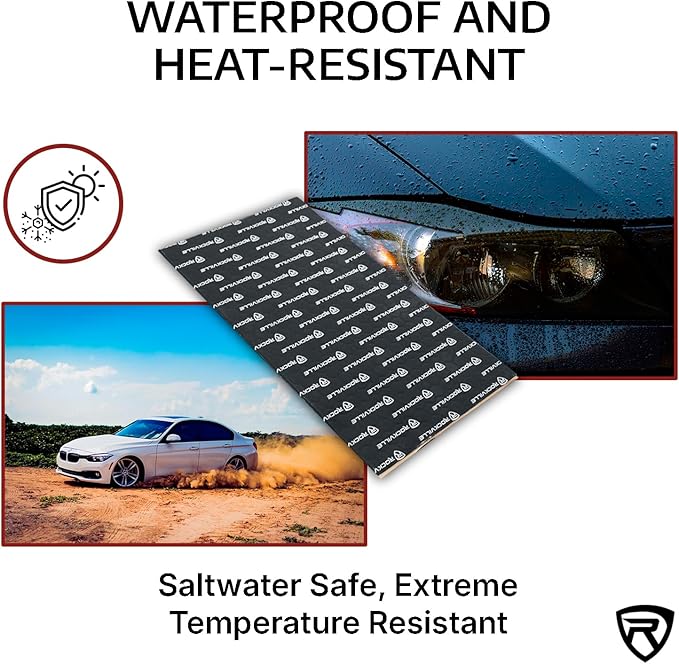 Rockville RockMat 15-15 15 Sq Ft Butyl Sound Deadening Mat 1.5MM 60 Mil, Aluminum Foil Backing, Vibration and Noise Damping for Car Truck Van RV Marine and Audio Installations