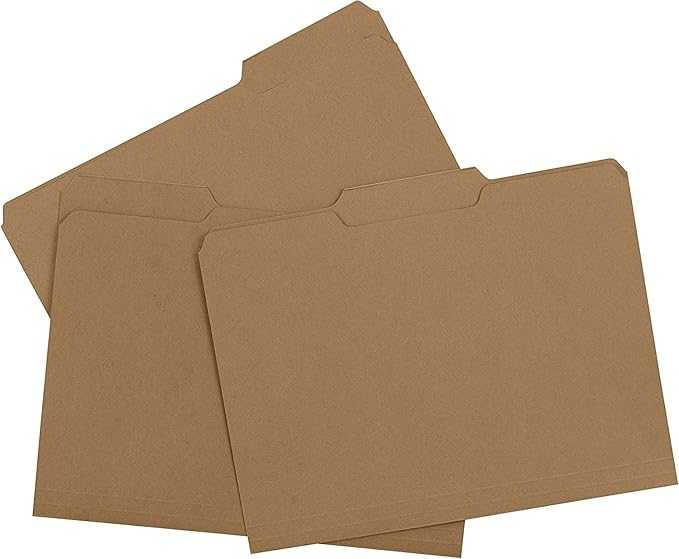The File King 1/3-Cut Top Tab Kraft File Folders - Letter Size | Box of 100 | USA Made | Assorted Positions | 11-Point Fiber | Organize Home & Office Papers