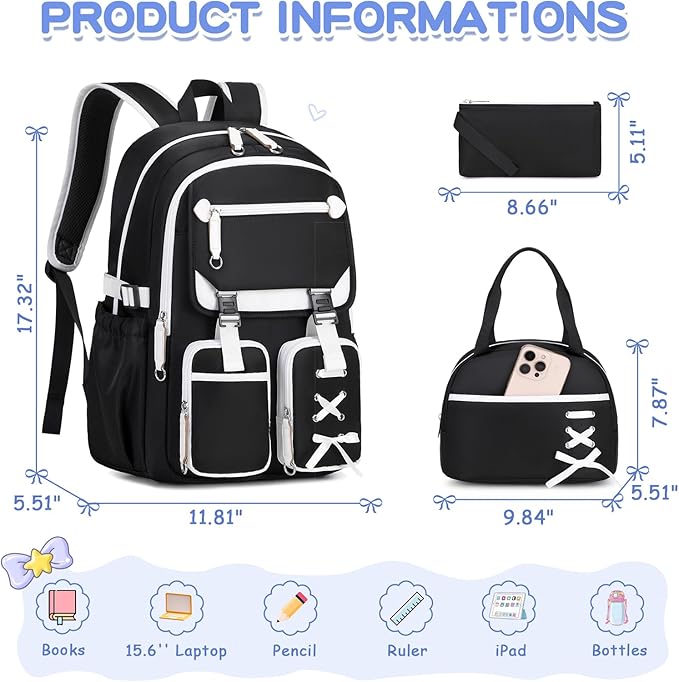 Kids Backpacks for Girls Teens Kawaii Bookbag for Elementary Primary Middle High School Daypack