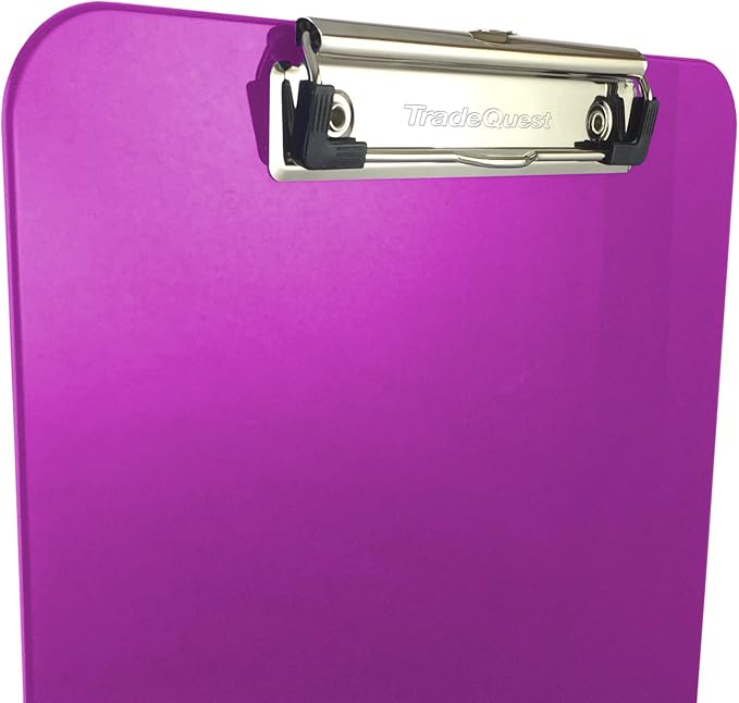 Trade Quest Plastic Clipboard Opaque Color Letter Size Low Profile Clip (Pack of 6) (Purple)
