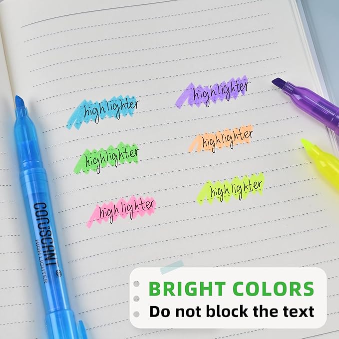 coruscant Highlighter - 100 pack color highlighter, color transparent visible fluorescent pen shell, wide chisel point mark, fluorescent pen, school, office
