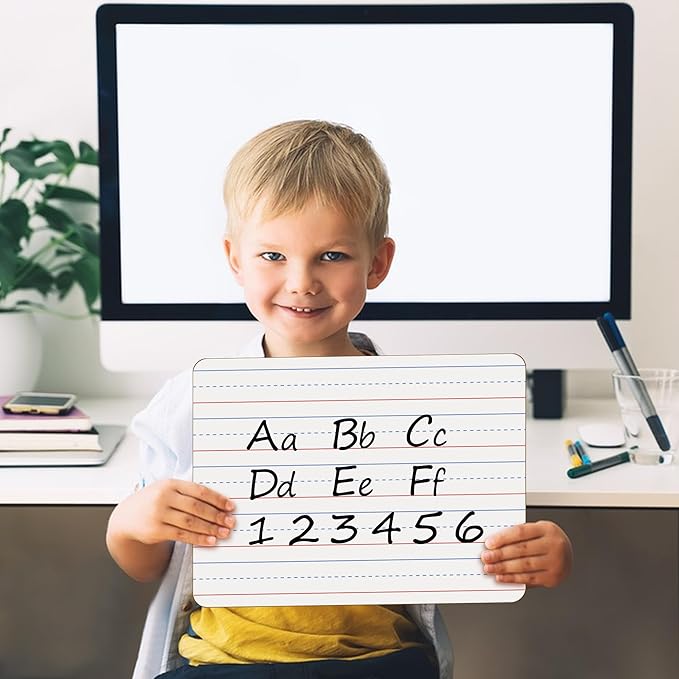 32 Pack Dry Erase Boards, 9"x12" Double Sided Easel Small Whiteboards with Lines for Kids, Education Teacher Classroom Bulk, Mini Portable Drawing Writing White Boards Lined Lapboards for Students
