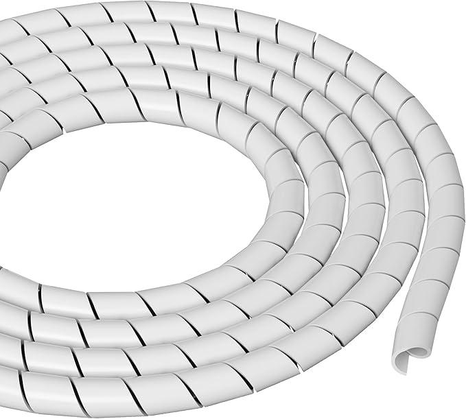 D-Line 8.2ft White Cord Wrap, Spiral Cable Sleeve, Expands 0.39-1.5in Diameter, Wrap by Hand - White