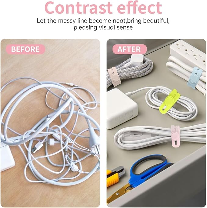 Oligei 100 Pcs Silicone Cable Ties, Cable Ties Reusable, High Elasticity Cord Wraps for Electrical Cords, Cord Organizer for Earphone, Phone Charger(Colorful)