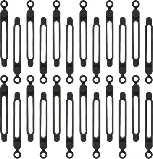 24Pcs Silicone Cord Ties, Cable Straps, Multipurpose Elastic Cord Organizer, Cord Ties for Electrical Cords, Charging Cord Organizer, Charger Computer Headphone Mouse Cable Ties Reusable