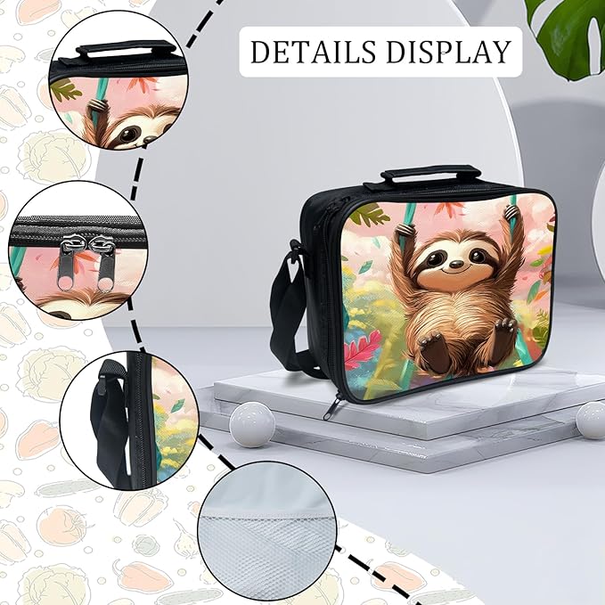 Cute Sloth Backpack Set 3 Piece School Bags and Lunch Box with Pencil Case Sloth Animal Bookbag Set for Toddler Kids Girls Boys Teens Kindergarten Elementary Middle