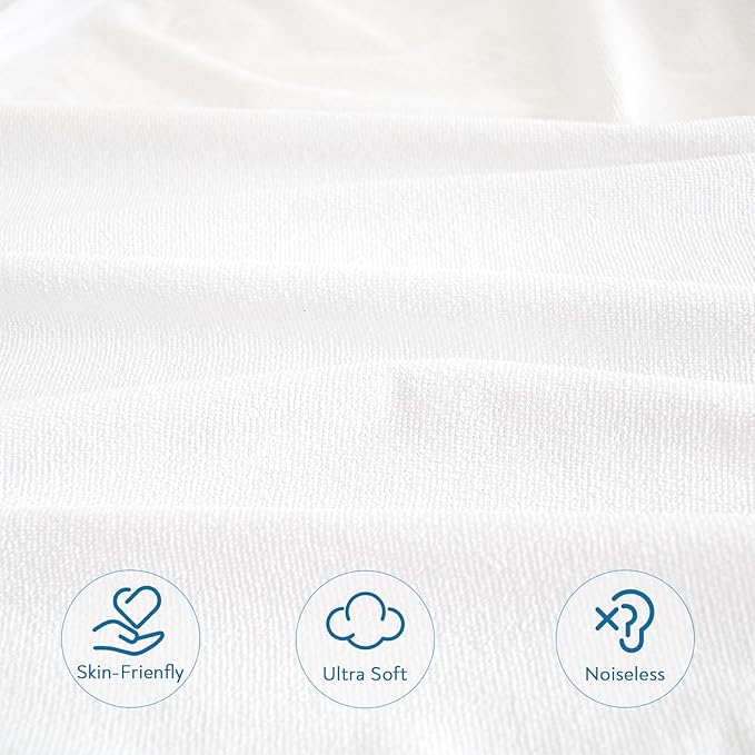 California King Mattress Protector 100% Waterproof & Noiseless & Soft & Skin-Friendly Terry Surface Perfectly Fitted up to 18'' Depth Cal King Mattress Cover Protector