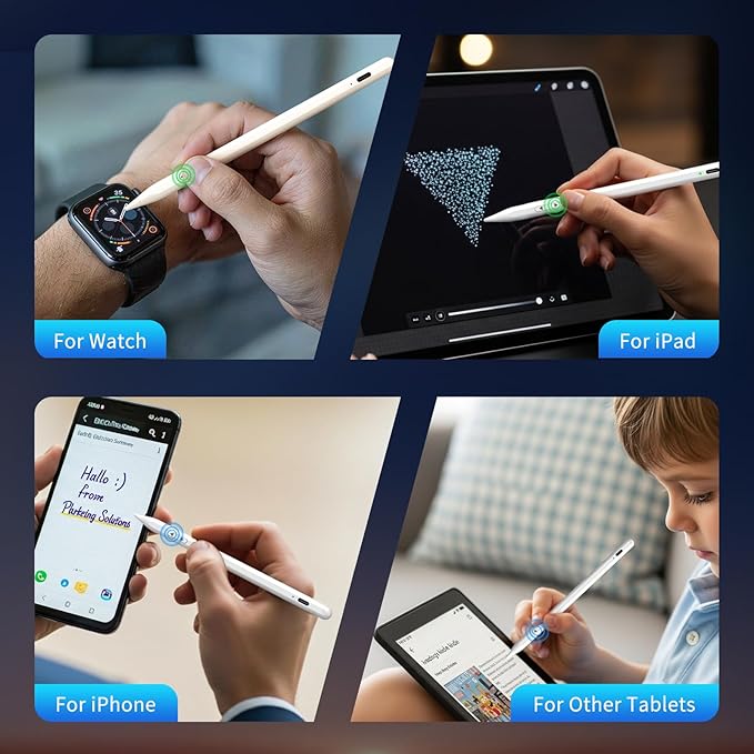 iPhone iPad Pencil for iOS & Android Touch Screens, New Designed 15 Mins Fast Charge Universal Stylus Pen for Apple iPad Pro, Air, Mini, (Palm Rejection) iWatch, iPhone, Samsung, Tablet All Devices