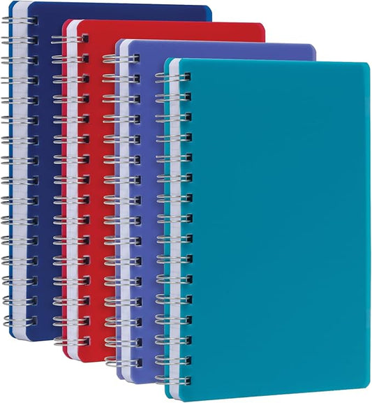 Oxford Poly Spiral Notebooks, Small 5.7" x 8.5" Book, Thick Poly Cover, White Paper, College Rule, 80 Sheets/160 Pages, Jewel Tones, (69720) Pack of 24