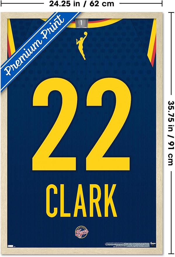 WNBA Indiana Fever - Caitlin Clark Jersey Wall Poster, 34L" x 22.4W", Blonde Framed Version