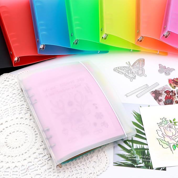 BAOFALI 2PCS A5 6 Ring Binder Cover Clean Transparent Soft PVC for Refillable Notebook Shell withMatte surfaceforStamp & Die Storage (Transparent)