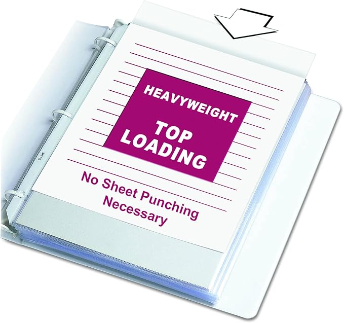C-Line Top Loading Heavyweight Poly Sheet Protectors, Non-Glare, 8.5 x 11 Inches, 100 per Box (62028) (Pack of 5)