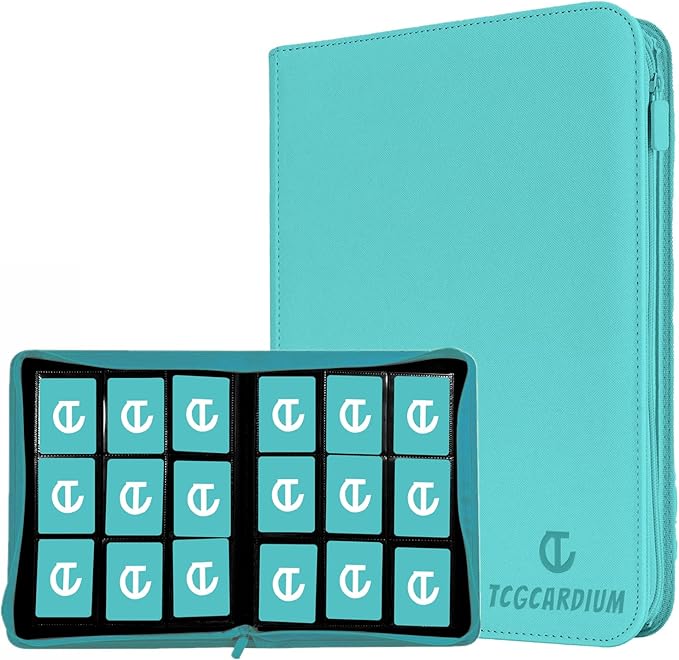 360 Card Binder - Premium Zippered 9-Pocket Trading Card Binder Side-Loading Pages for Ultimate Protection | Holds TCG, MTG, Sports Cards (Sky Blue)