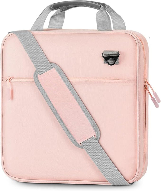 MoKo Zipper Binder, 2 Inch 3 Ring Binder with Zipper,500 Sheets Capacity Zipper Binders with Shoulder Strap & Handle,Multi-Pocket Zipper Bag Organizer for Middle School, Pink & Gray