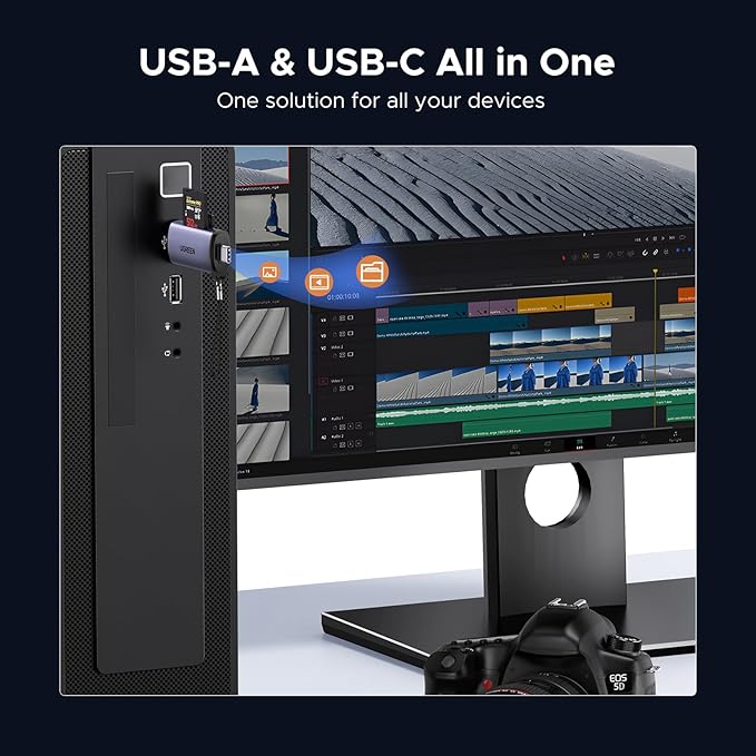 UGREEN SD Card Reader USB C, USB 3.0 Micro SD Card Reader 2 in 1 Memory Card Reader for MicroSD SDHC SDXC Compatible with PC Computer MacBook Laptop iPad iPhone 17 16 15 Pro/Pro Max