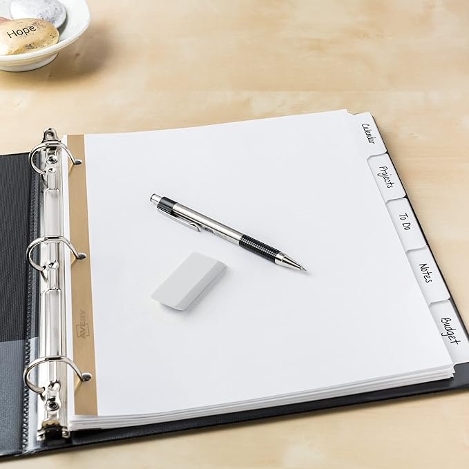 Avery Big Tab Write & Erase Dividers for 3 Ring Binders, 5-Tab Sets, 6 Binder Divider Sets (33075)