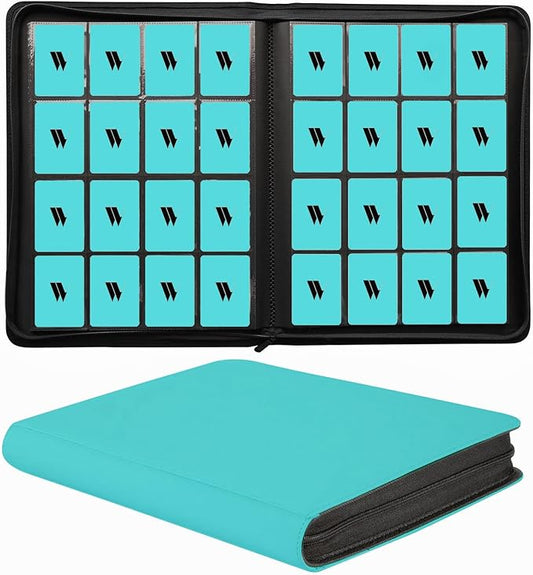 16 Pocket Card Binder, 1000+ Premium Zip Trading Card Binder, Double Sided Pocket Card Binder Album, Ringless Card Folder for MTG, TCG, Sports Card (Teal, 16Pockets)