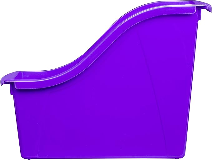 Storex Small Book Bin – Interlocking Plastic Organizer for Home, Office and Classroom, Purple, 6-Pack (71110U06C)