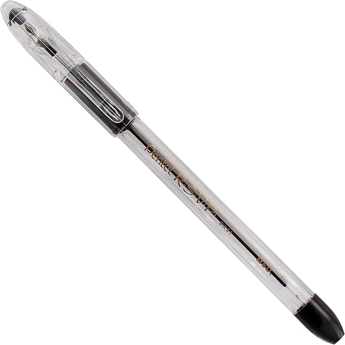 Pentel RSVP Ballpoint Pen,(1.0mm),Medium Line,Black Ink,(BK91PC12A),12 Count (Pack of 12)