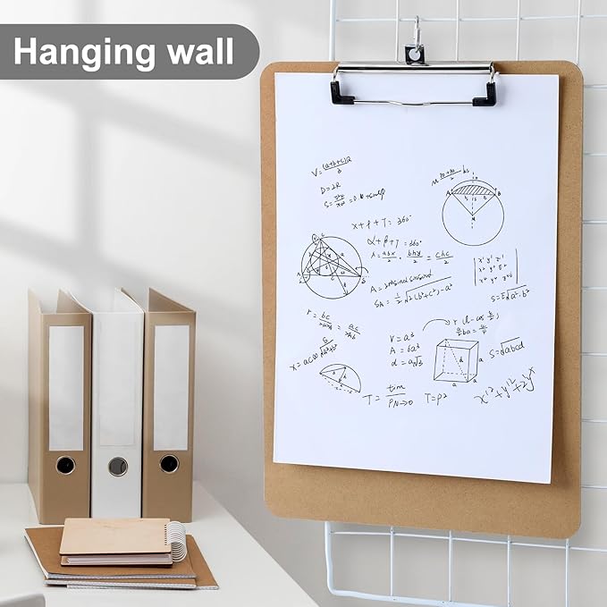 Wood Clipboards, Letter Size Hardboard Clip Board 8.5x11 for Classroom, Students, Kid, Teacher, A4 Standard Size 9" x 12.5" with Low Profile Clip, Office & School Supply