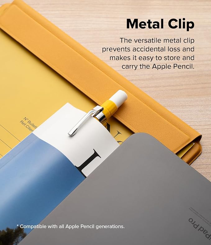 Ringke Silicone Drafting Pencil Case Compatible with Apple Pencil USB-C Case, Perfect Grip Silicone Protective Cover Sleeve Accessories - Yellow