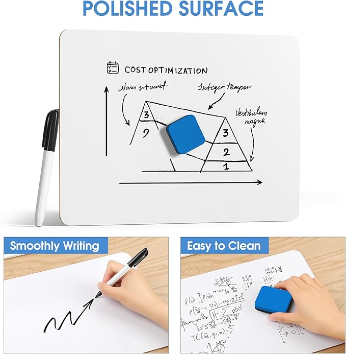 MaxGear Small White Board Dry Erase Boards 6 Pack, 9" x 12" Mini Whiteboard for Students School, Portable White Boards Mini Lapboards Including 6 Mini Dry Erase Erasers and 6 Markers