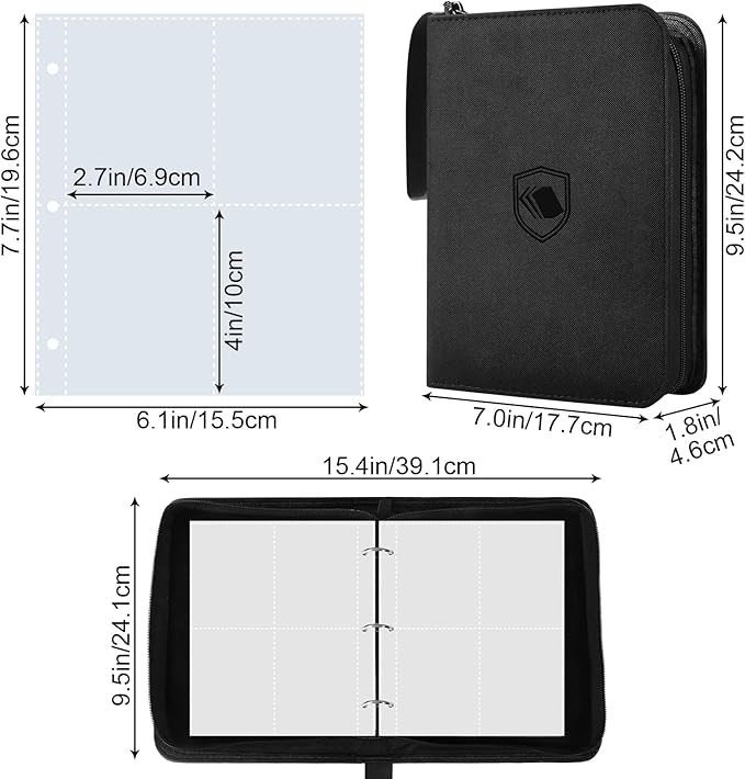 440 Pockets Trading Card Binder, PU Cover Zipper Card Collection Album, Sturdy Card Folder Holder for MTG, TCG, Game Cards, Sports Cards