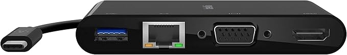 Belkin 4-in-1 USB-C Hub, MultiPort Docking Station for iPad, iPad Mini, & MacBook, Mac Mini, MacBook Air, MacBook Pro with USB-C Gigabit Ethernet, USB-A 3.0, VGA, & 4K HDMI