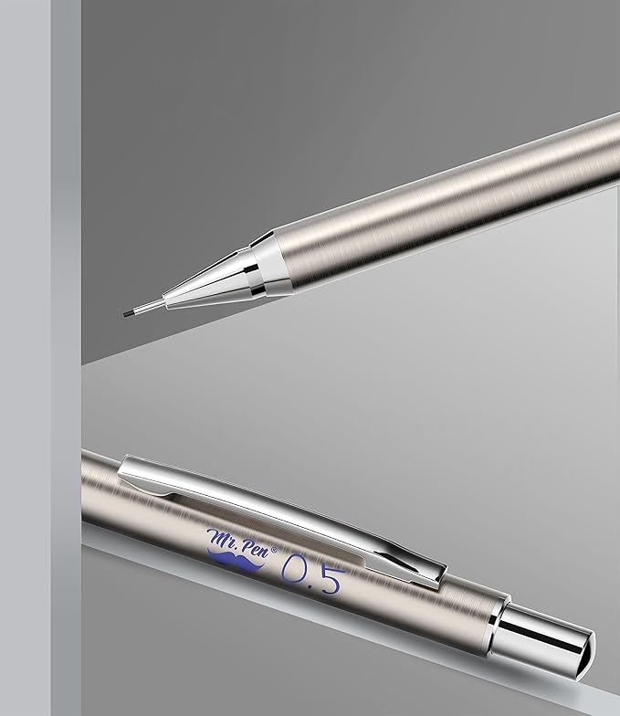 Mr. Pen- Mechanical Pencils 0.5mm, Pack of 2, Metal Mechanical Pencil with Lead and Eraser, Drafting Pencil, Drawing Pencil, 0.5 Mechanical Pencils
