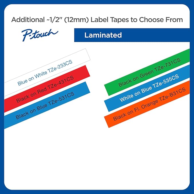 Brother Genuine P-touch, TZe-431CS, 0.47” x 26.2’, Black on Red Laminated Label Tape