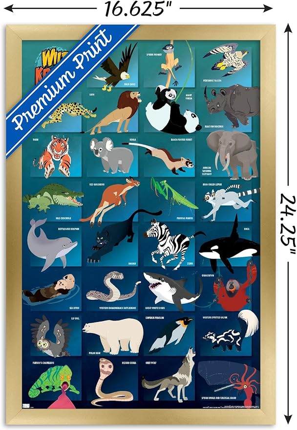 Wild Kratts - Grid Wall Poster, 22.4L" x 14.7W", Gold Framed Version