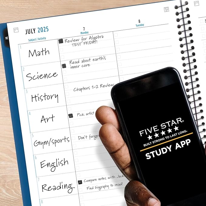 Five Star Planner 2025-2026 Academic, Weekly & Monthly Advance Student Planner + Study App, 8-1/2" x 11", Large, Pacific Blue (CAW65920)