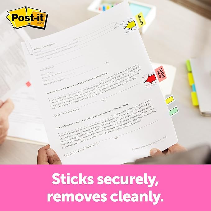 Post-it Message Flags, Sign Here, 200/Desk Grip Dispenser, 1 Dispenser/Pack, 1 in Wide, Red (680-HVSHR)