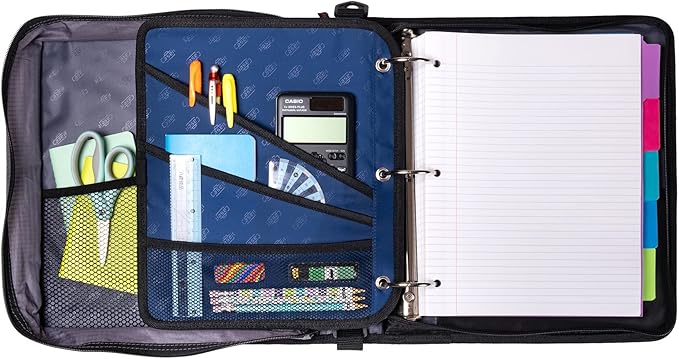 Case It 5-Tab Binder Accessory, 5-Colored Tabbed, 6 Pocket Expanding File, fits Any Standard 3 Ring Letter Size Binder, Additional Zippered mesh Pockets for Pen Storage, ACC-21, Blue (Pack of 6)