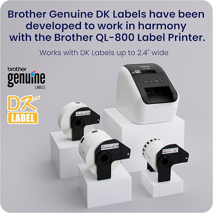 Brother QL-800 High-Speed Professional Label Printer, Plug & Label Feature, Brother Genuine DK Pre-Sized Labels, Multi-System Compatible – Black & Red Printing Available (Required USB Cable Included)