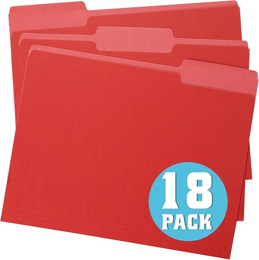 18 Packs Red File Folders-Colored File Folders Letter Size,1/3 Cut Tab File Folders for Documents,Folder for Filing Cabinet,Office Supplies Folders