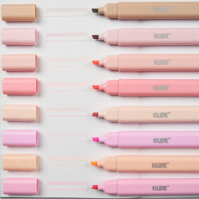 BLIEVE- Aesthetic Bible Highlighters No Bleed Through Assorted Colors, Cute Pink Highlighter Dual Tip For Journaling Supplies And School Accessories, Bible Highlighters And Pens No Bleed (ROSES)