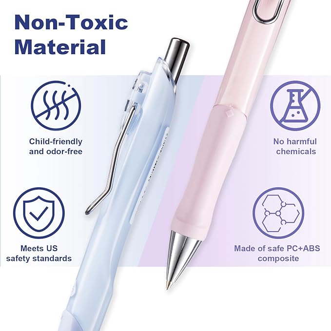 6-Pack 0.5mm Mechanical Pencils with Macaron Colors, Built-In Eraser, Copper Tip, Easy-Load Lead, Metal Clip, Soft Grip, for School, Office, Sketching, Drafting