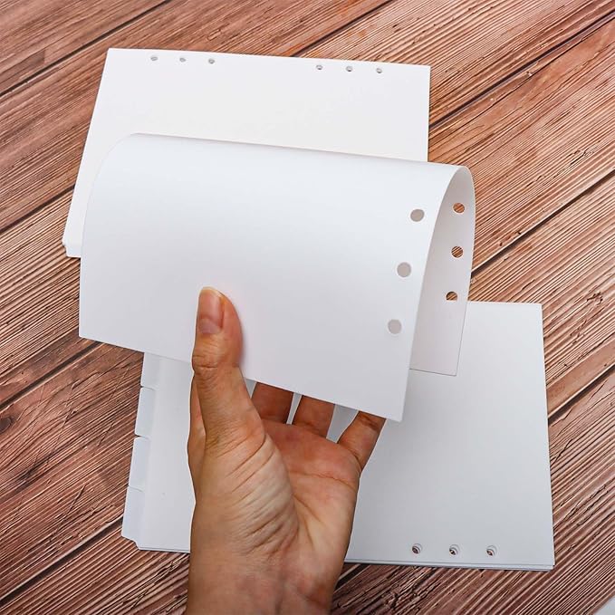 2 Set A5 Binder Dividers White Plastic Index Divider Blank Side 7 Tabs Top 5 Tabs Planner Insets 12 Sheets Refillable Page Protectors for 6 Ring Binder Notebook