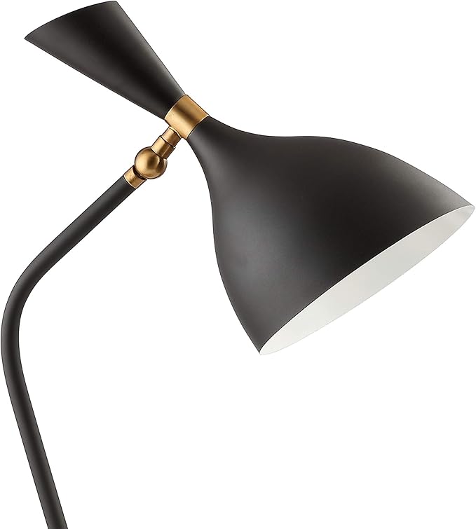 JONATHAN Y 21.5" Black/Gold Retro Mid-Century LED Table Lamp for Home Office, Adjustable Task Light with Black Iron Shade, Bedside Nightstand Lamp, LED Bulb Included JYL9065A