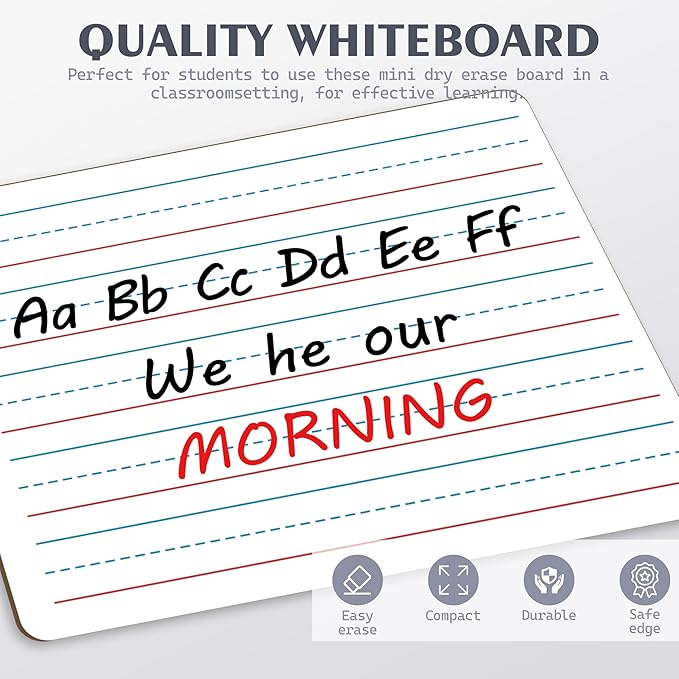2pack 9x12 inches Dry Erase Board Lapboard Reusable Lined Erasable Ruled Writing Note Pad Lapboard,Blank Whiteboard on Reverse Mini Whiteboard,Small White Board Dry Erase for Classroom