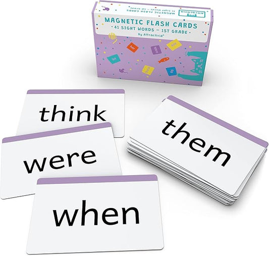 1st Grade Sight Words Magnetic Flash Cards(First Grade) - 41 Sturdy Large Dolch Cards for Literacy of Beginning Readers, Homeschool, Teachers and ESL