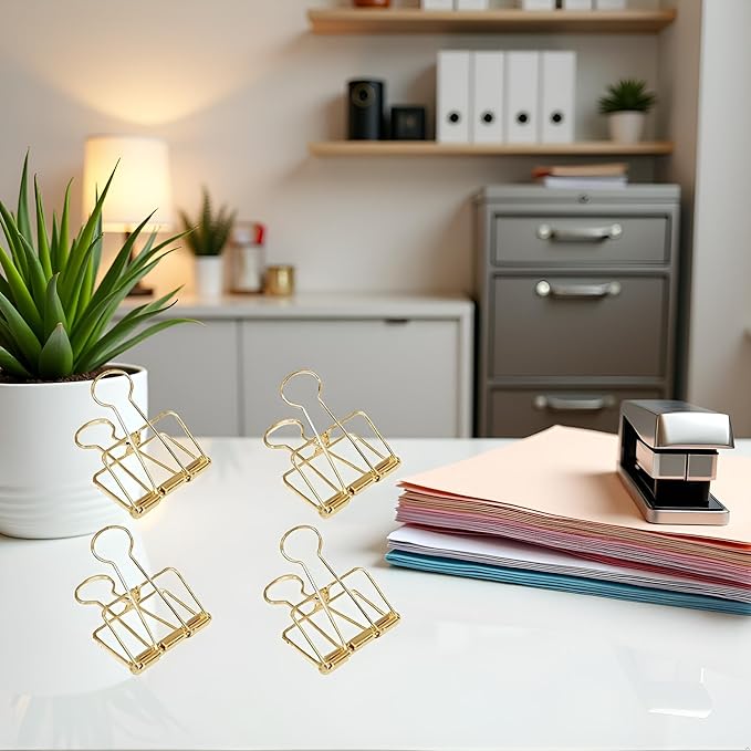 4Pcs Golden Hollow Out Long Tail Wire Binder Clips Paper Binder Clip Large 51mm Binder and Paper Clips Small in Size and Light in Weight, Clamps and Rings, Clamps and Rings