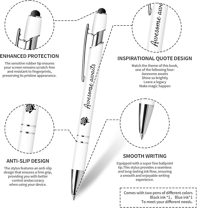 Premium Hardcover Executive Notebook and Pen Set - A5 Journal Notebook 192 Line Pages, 2 Smooth-Writing Ballpoint Pens, Arrow Sticky Notes - For Office & School Supplies Letter A Floral Design Brown