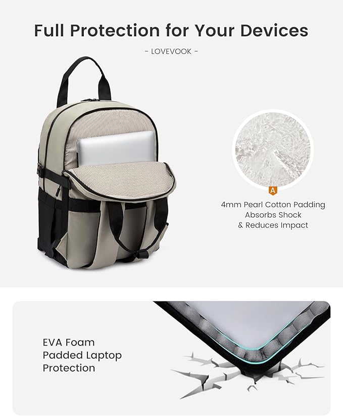 LOVEVOOK Laptop Backpack for Women, 15.6 Inch Computer Backpack Purse, Casual Daypack Carry-On Personal Item Travel Bag, College Bookbook for Teen Girls Students Back to School