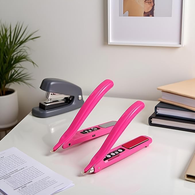 2 Pcs Pink Portable Staple Remover, Staple Puller Tool Magnetic Head Staple Removal Tool Handheld Staple Puller, Pen Type Staple Remover Binding Supplies School Office Home