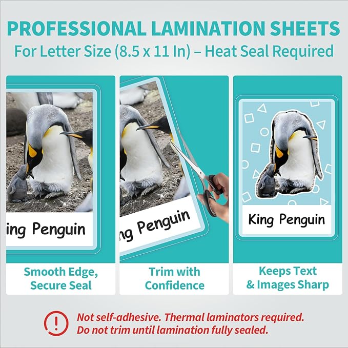 Binditek 50 Pack 3 Mil Thermal Laminating Pouches, 9x11.5 Inches Laminating Sheets, for Letter Size, Ultra Clear, Glossy, Hold 8.5x11 Inches, Heat Seal, School Office Supplies