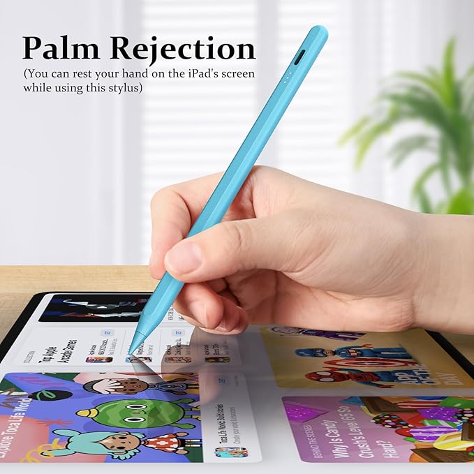 Stylus Pen for iPad W/Palm Rejection Tilt Sensitivity,13 Mins Fully Charged,MEKO Active Touch Screen Apple Pencil Compatible W/iPad 6/7/8/9/10,Pro12.9&11",Air3/4/5,mini5/6-BLUE