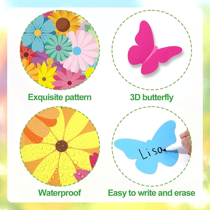 Spring Butterfly Flower Bulletin Board Set Spread Your Wings and Fly Classroom Bulletin Board Decors Colorful 3D Butterflies Name Tags for Back to School Office Home Chalkboard Wall Door Supplies