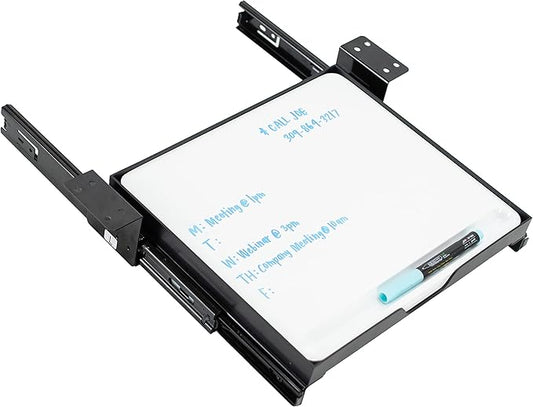 VIVO Under Desk Sliding 11 inch Pull-Out Whiteboard Drawer, Compact Dry Erase Board Note-Taking Workstation Organizer, White Surface, Black Frame, DESK-WB01S